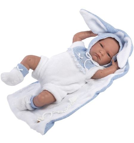 Lalo llorando con manta de conejito MUÑECA LLORENS REF 74049 LALO LLORON MANTA CONEJITO