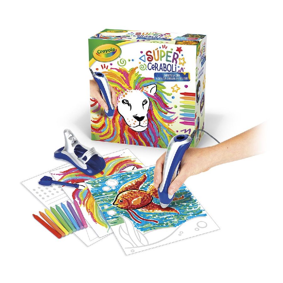 CRAYOLA Super Caraboli Néon Licorne – Fait Fondre Les Crayons De Cire Pour Créer Des œuvres En Relief, Dès 8 Ans