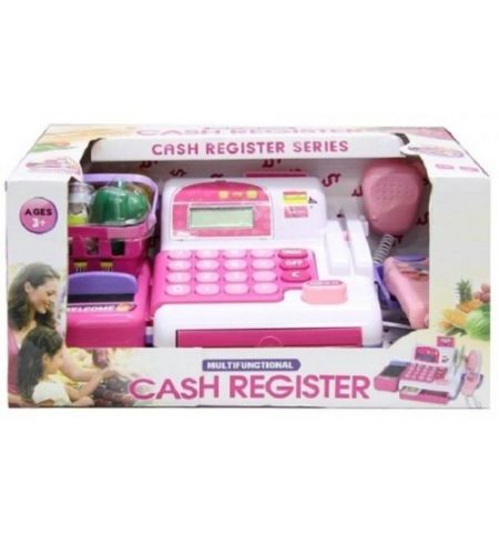 CAJA REGISTRADORA ROSA/BLANCA CON CESTA Y PANTALLA CAJA REGISTRADORA CON PANTALLA Y NUMEROS