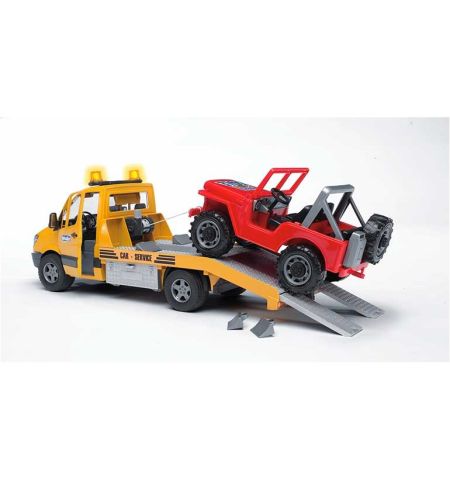 MERCEDES BENZ SPRINTER GRÚA CON LUCES Y SONIDO CAMION GRUA CON COCHE ROJO