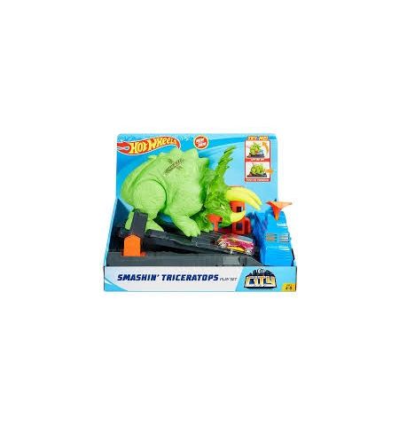 Ataque Del Triceraptor. PISTA HOTWHEELS DINOSAURIOS