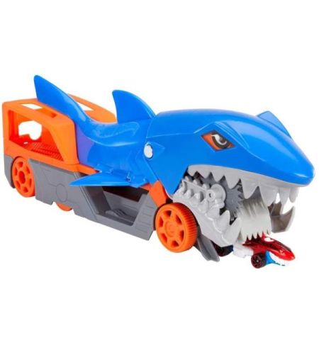 COCHE TIBURON MASTICA Y TRANSPORTA COCHES REMOLQUE DE TIBURON HOTWHEELS