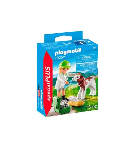 VETERINARIA CON TERNERO PLAYMOBIL 70252
