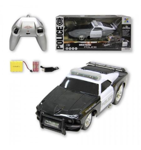 COCHE R/C WESTERN POLICE ESCALA 1:16 CON BATERIA COCHE POLICIA TACHAN