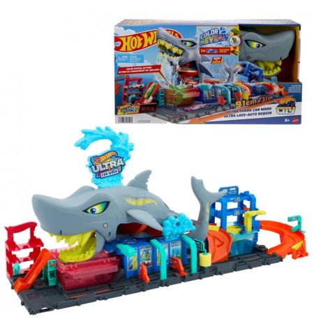 HOT WHEELS CITY TUNEL DE LAVADO CON TIBURÓN PISTA HOTWHEELS COLOR REVEAL